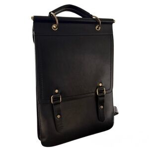 Elegant Black Vegan Leather Briefcase Backpack